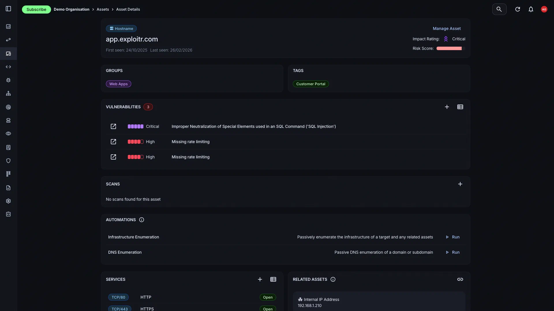 Asset management page overview