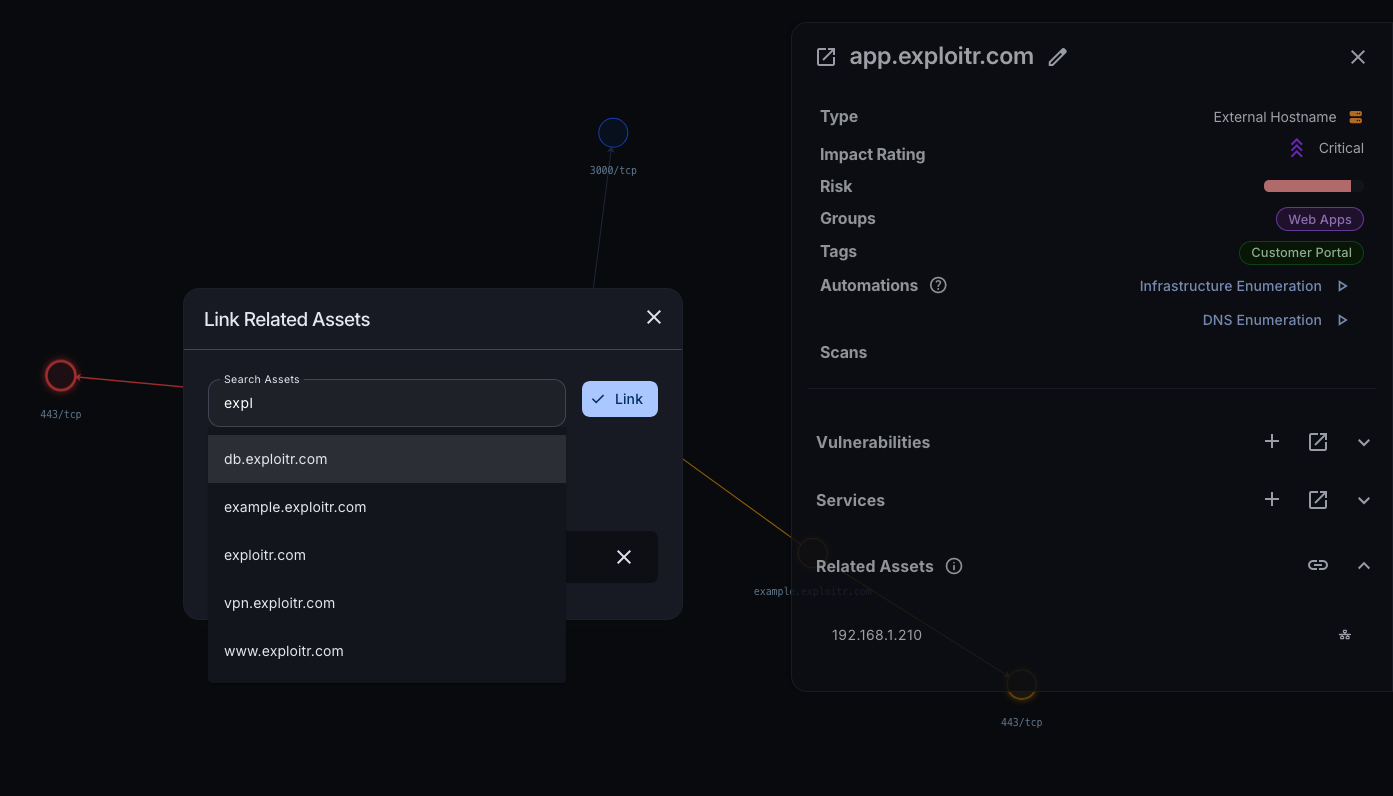 Asset linked relationships view