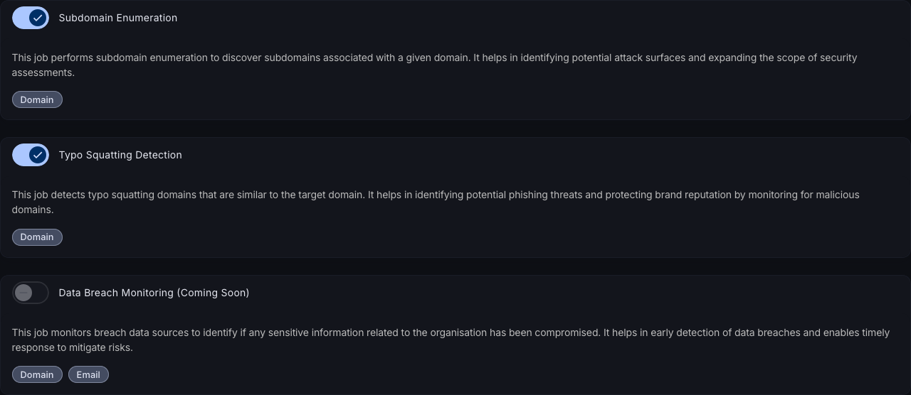 Automated discovery settings