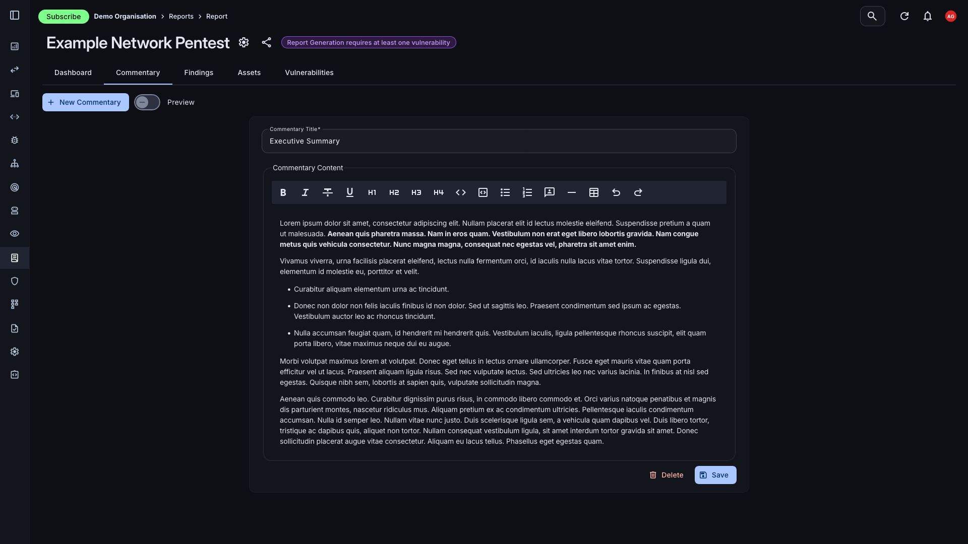 Vulnerability status change view