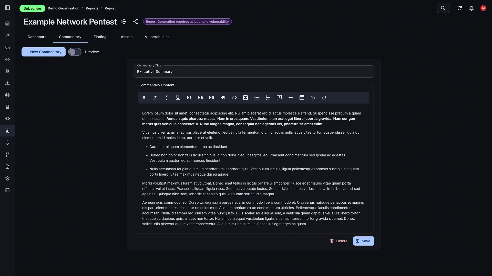 Vulnerability status change view
