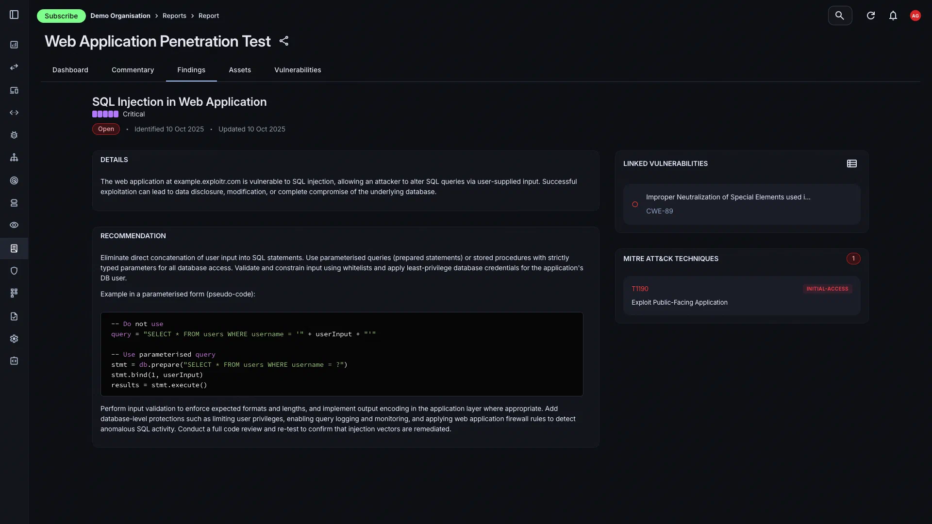 Attack Surface Center dashboard overview for external attack surface management
