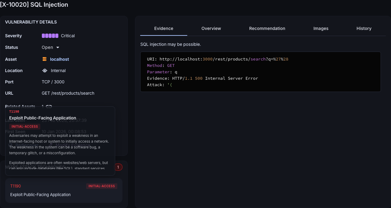 Vulnerability status change view