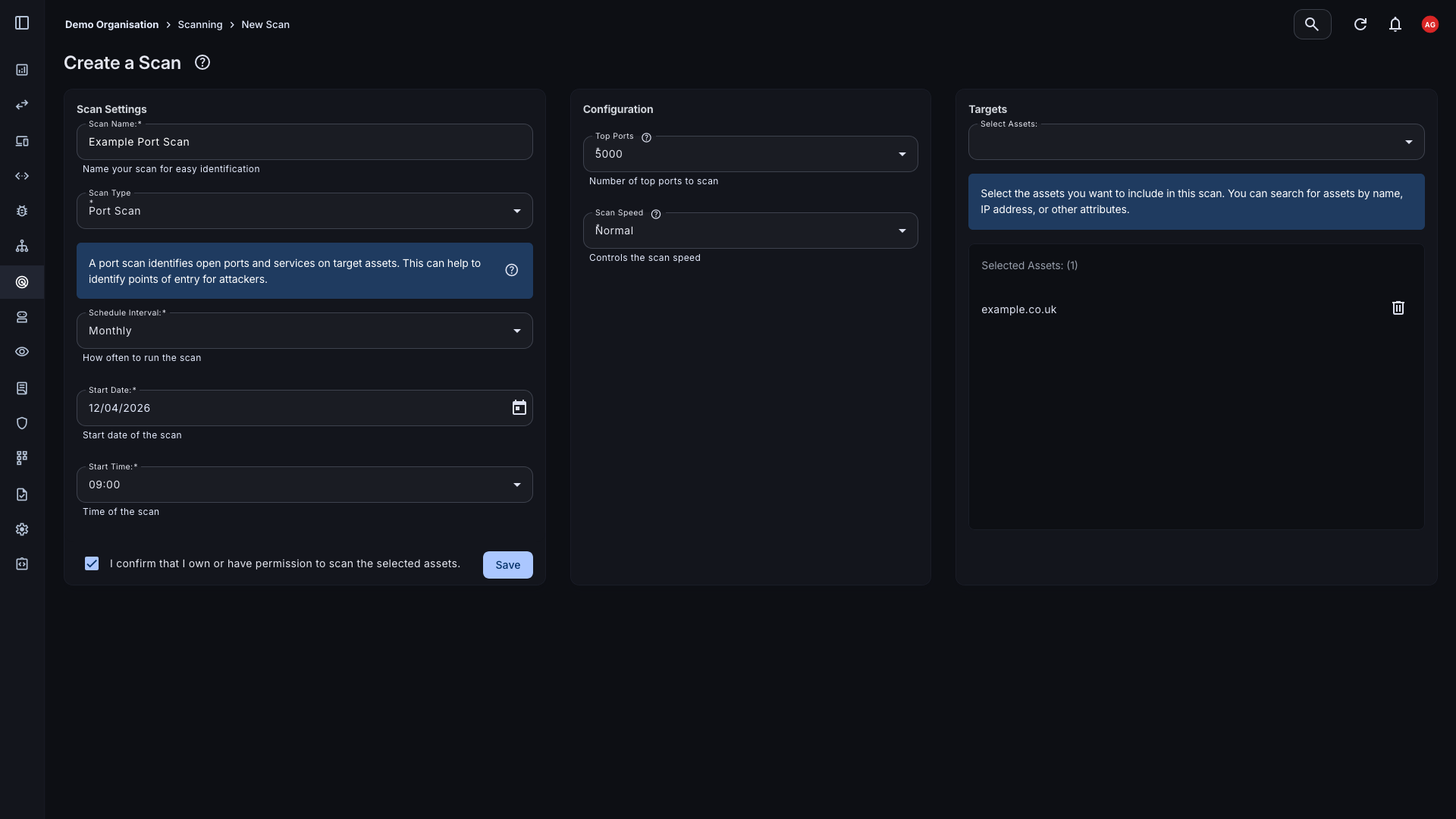 Port scanning configuration