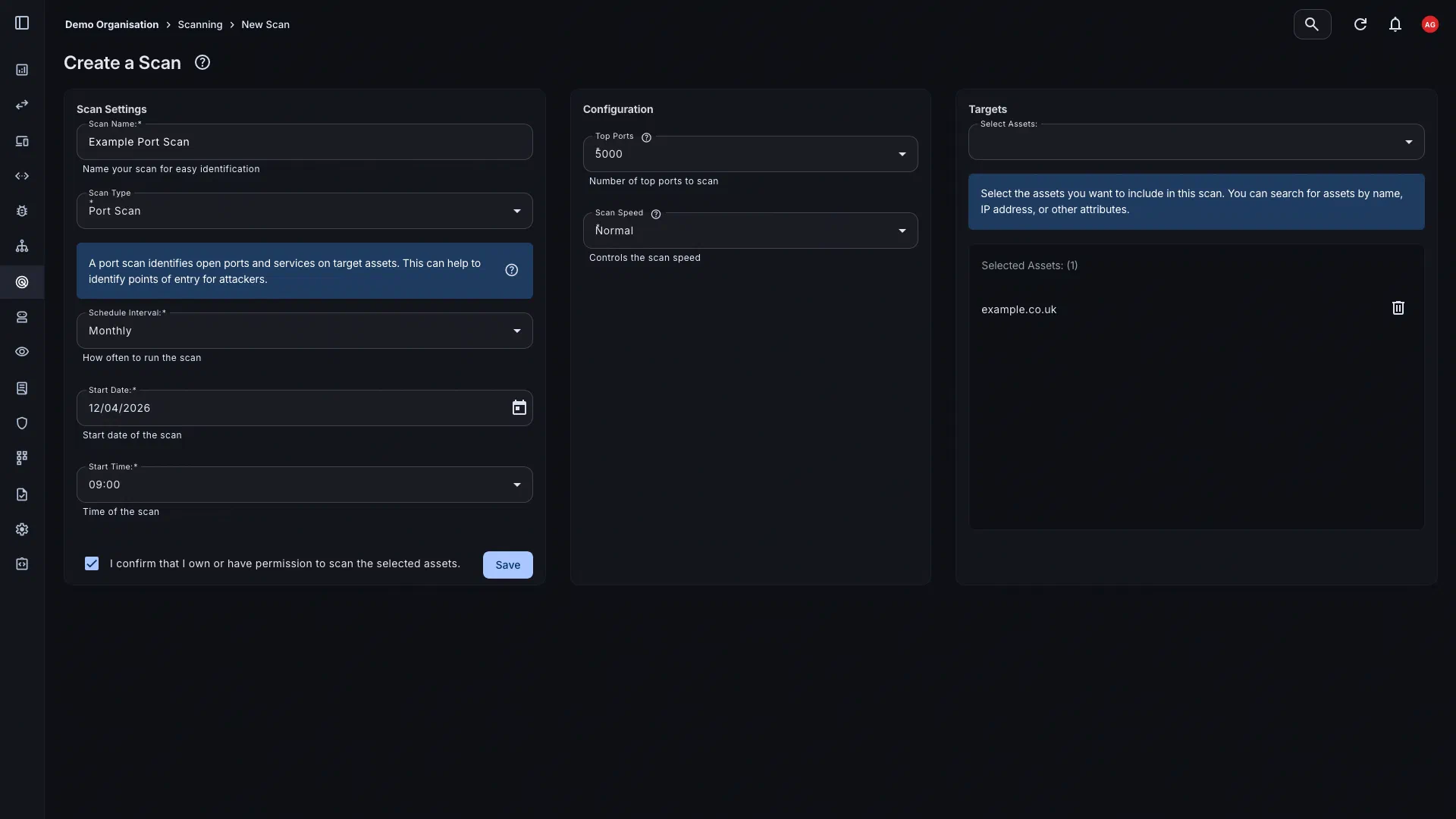 Port scanning configuration