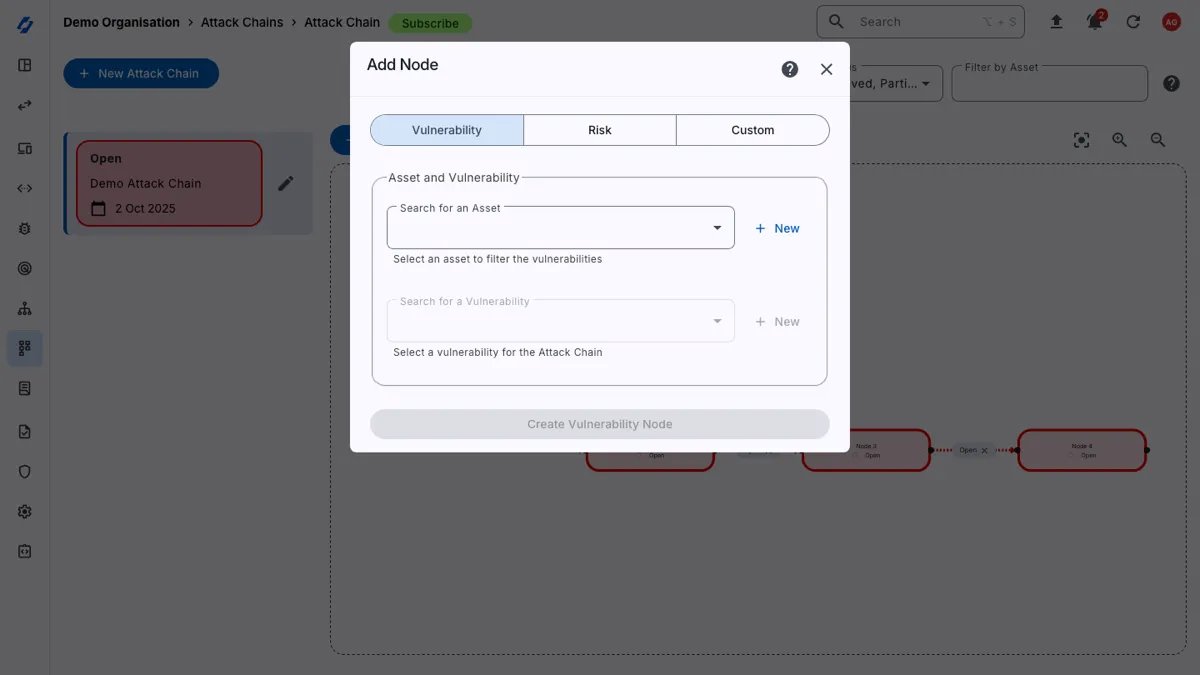 Adding a node to the Attack Chain Map 