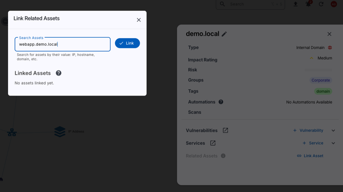Asset Management linked asset example