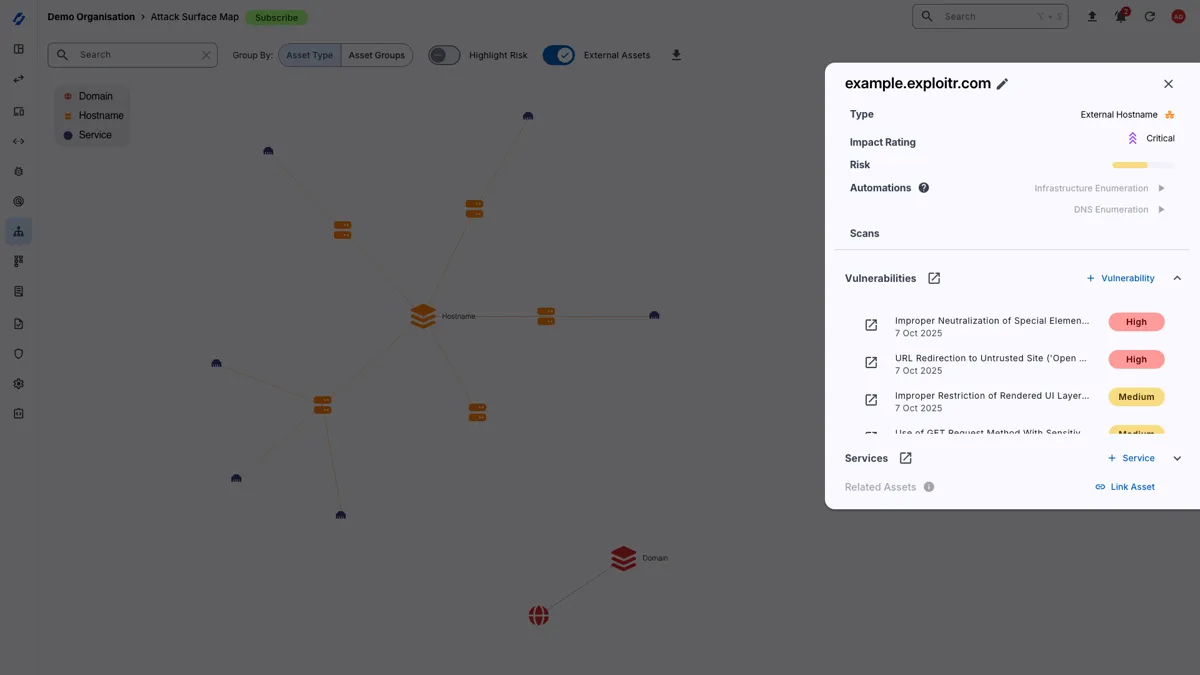 Attack Surface Map with Asset View