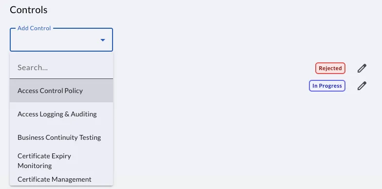 Attaching Control Templates to a Risk on the Risk Register