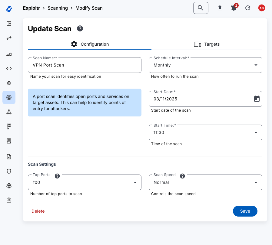 Port Scanning configuration